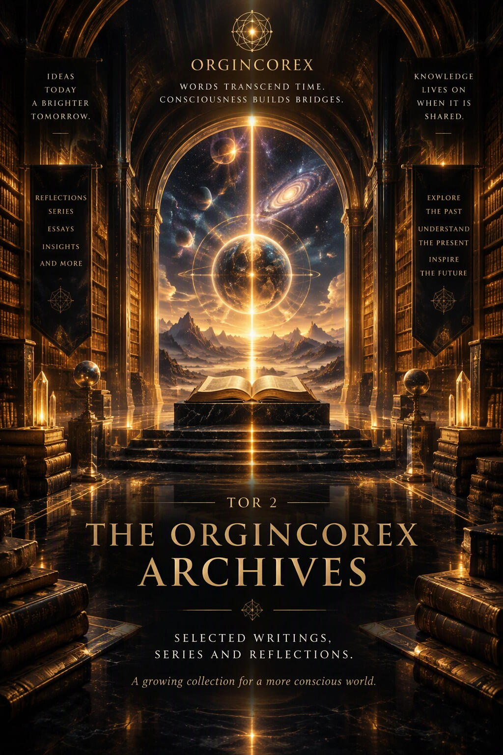 Tor 2 - The OrginCoreX Archives Cosmic library representing The OrginCoreX Archives, selected writings, series and reflections.
